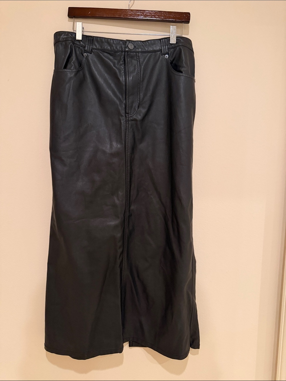 Free People Black Faux Leather Maxi Skirt